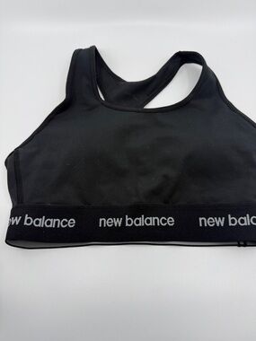New Balance Black Logo Racerback Sports Bra